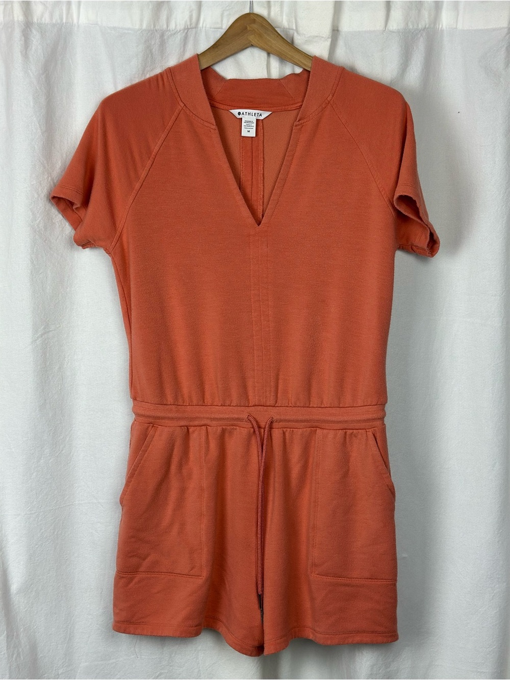 Athleta Coral-Orange V-Neck Romper